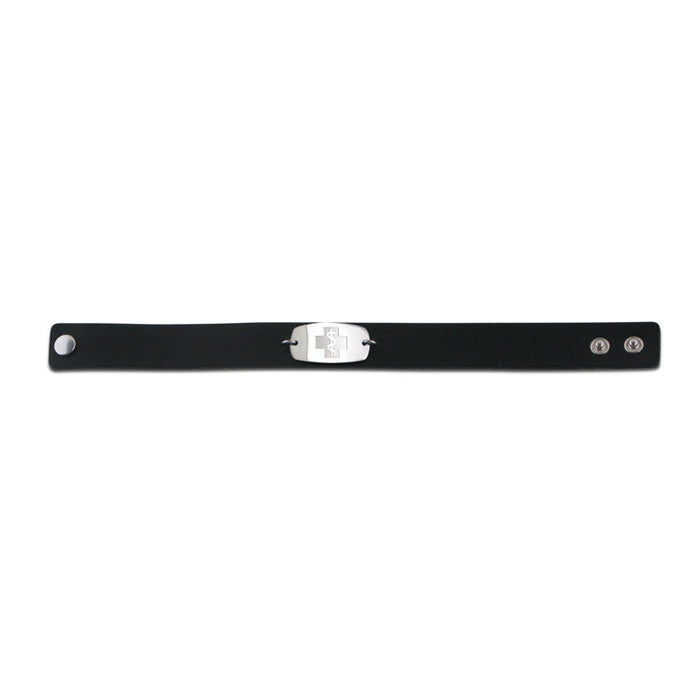 Casual Leather Wristband - Smooth Black