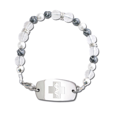 Crystal & Pearl Bracelet - Small Emblem - Lobster Clasp