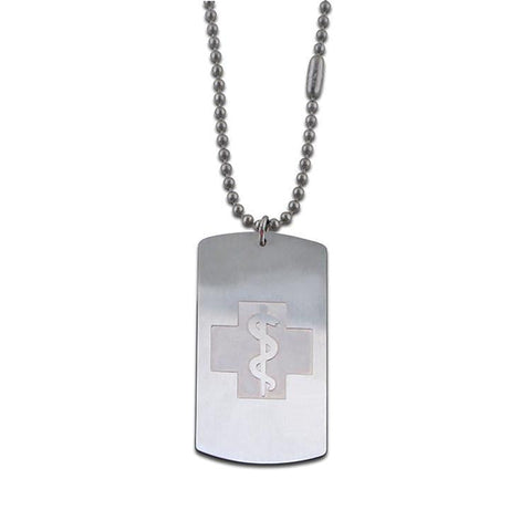Military Style Dog Tag Necklace - Bead Chain - Connector
