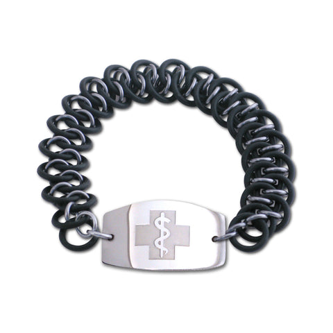 Dragon Scale Bracelet - Large Emblem - No Clasp - Black & Black Ice