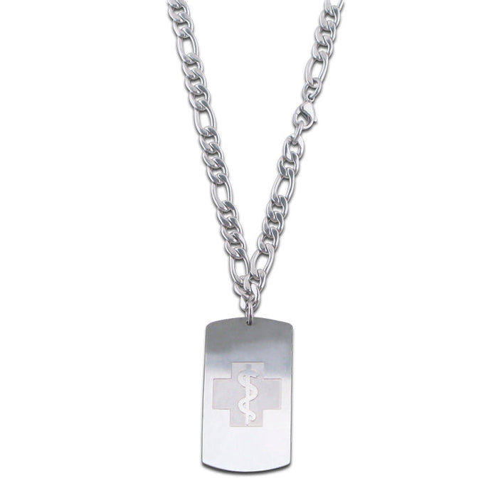 Figaro Chain Necklace - Dog Tag