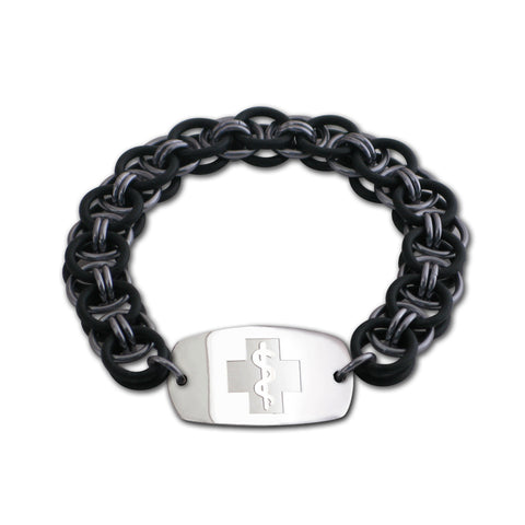 Helm Bracelet - Small Emblem - No Clasp - Black & Black Ice