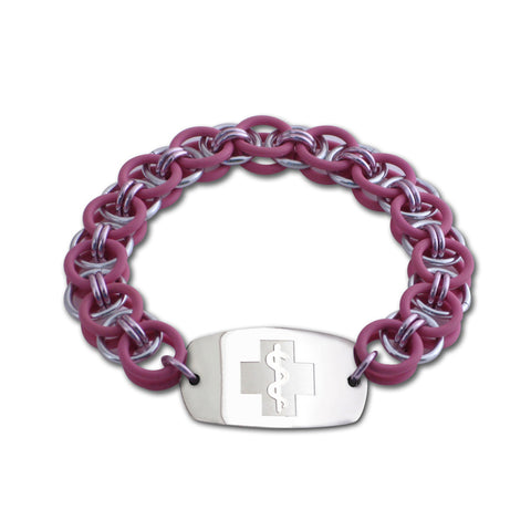 Helm Bracelet - Small Emblem - No Clasp - Pink & Silvered Ice