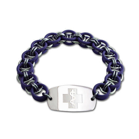 Helm Bracelet - Small Emblem - No Clasp - Purple & Black Ice