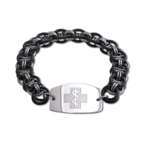 Helm Bracelet - Large Emblem - No Clasp - Black & Black Ice