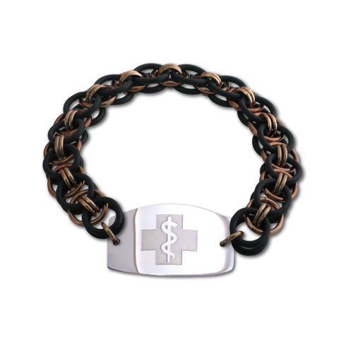 Helm Bracelet - Large Emblem - No Clasp - Black & Champagne Ice