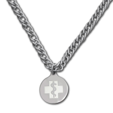 Herringbone Necklace - Medallion Emblem - Lobster Clasp