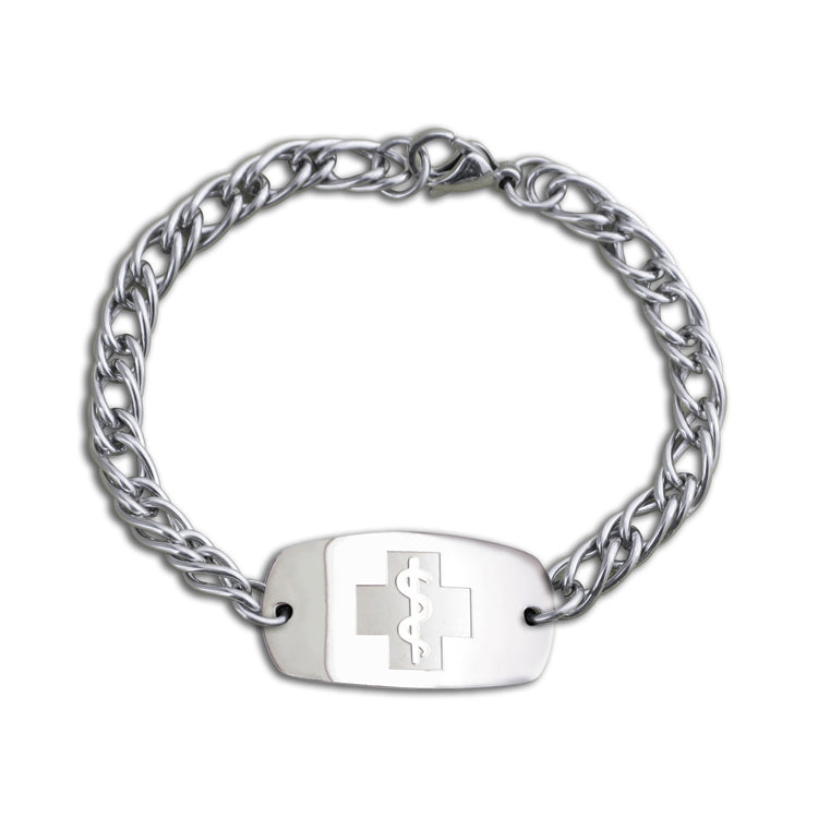 Herringbone Bracelet - Small Emblem - Split Chain - Lobster or Safety Clasp