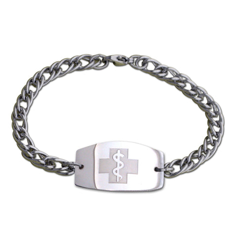 Herringbone Bracelet - Large Emblem - Split Chain - Lobster or Safety Clasp
