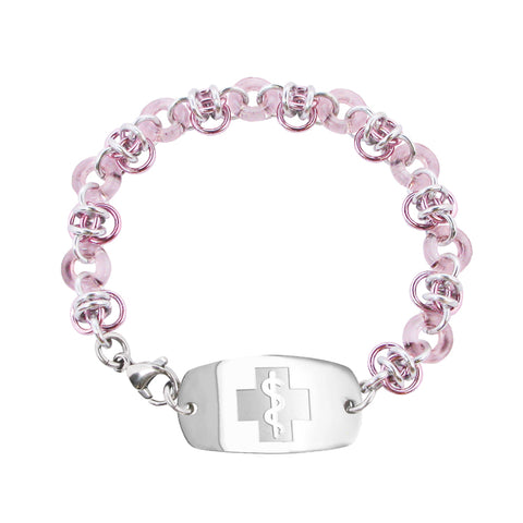 New! Honeybee Hive Bracelet - Small Emblem - Pink & Pink Ice - Lobster or Safety Clasp