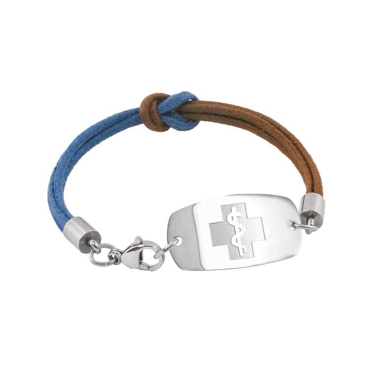 NEW! Infinity Bracelet - Small Emblem - Lobster or Safety Clasp - Blue-Brown
