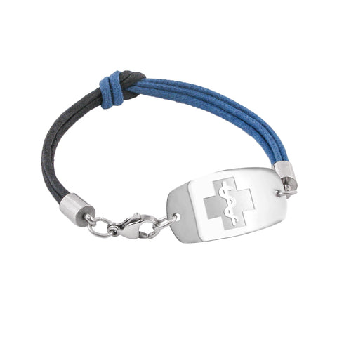 NEW! Infinity Bracelet - Small Emblem - Lobster or Safety Clasp - Blue-Black