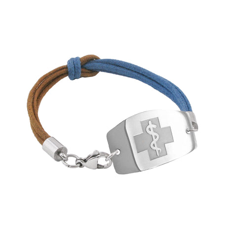 NEW! Infinity Bracelet - Large Emblem - Lobster or Safety Clasp - Blue-Brown