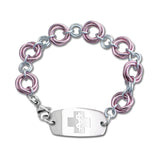 Large Love Knots Bracelet - Small Emblem - Lobster or Safety Clasp - Silvered Ice & Pink Ice