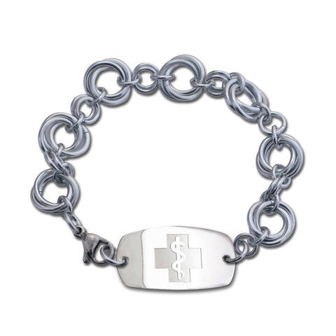 Large Love Knots Bracelet - Small Emblem - Lobster or Safety Clasp - Silvered Ice