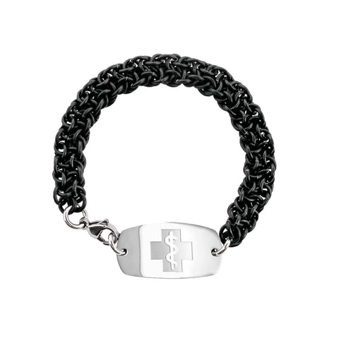 New! Panama Bracelet - Small Emblem - Lobster or Safety Clasp - Black Matte