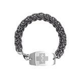 New! Panama Bracelet - Large Emblem - Lobster or Safety Clasp - Gunmetal Matte