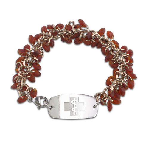 Frosted Ice Bracelet - Small Emblem - Apple & Champagne Ice - Lobster or Safety Clasp