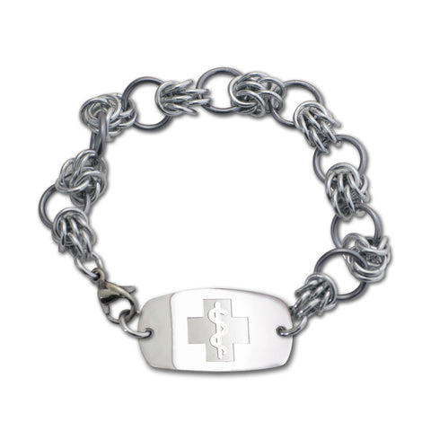 Single Dragon Claw Bracelet - Small Emblem - Lobster or Safety Clasp - Black Ice & Silvered Ice