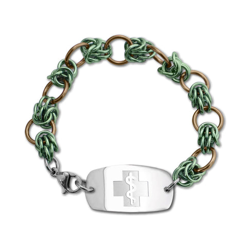 Single Dragon Claw Bracelet - Small Emblem - Lobster or Safety Clasp - Sage Ice & Champagne Ice