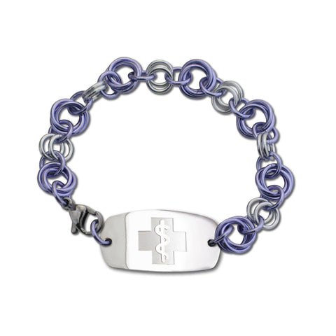 Small Love Knots Bracelet - Small Emblem - Lobster or Safety Clasp - Lavender Ice & Silvered Ice