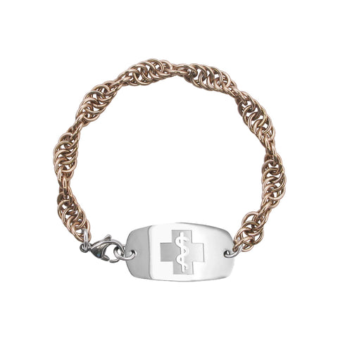 Twisted Elements Bracelet - Small Emblem - Lobster or Safety Clasp - Champagne Ice