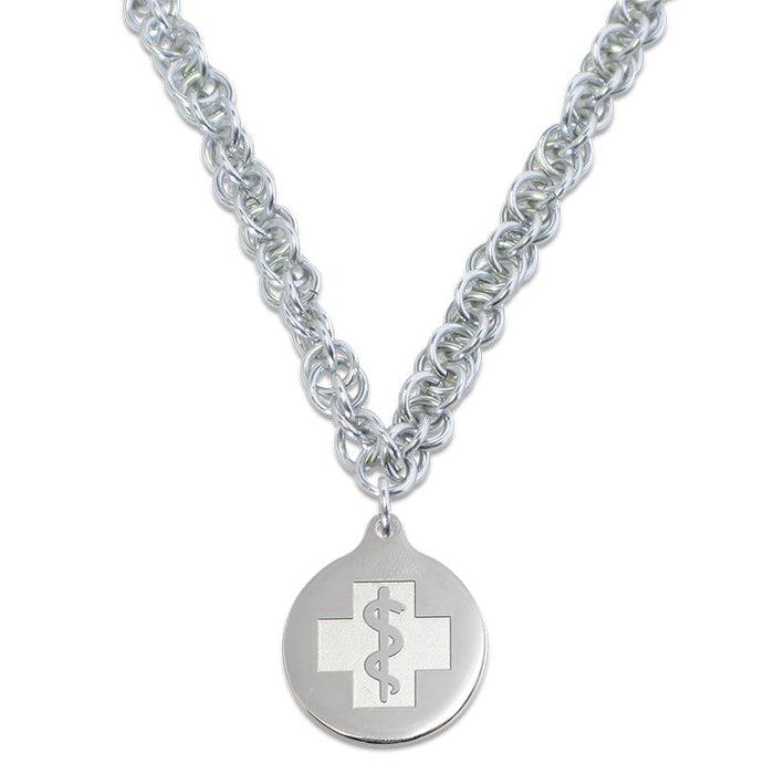 Twisted Elements Chain Necklace - Medallion - Silvered Ice