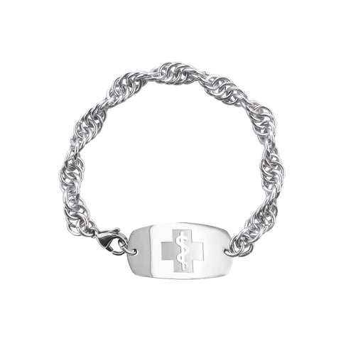 Twisted Elements Bracelet - Small Emblem - Lobster or Safety Clasp - Silvered Ice