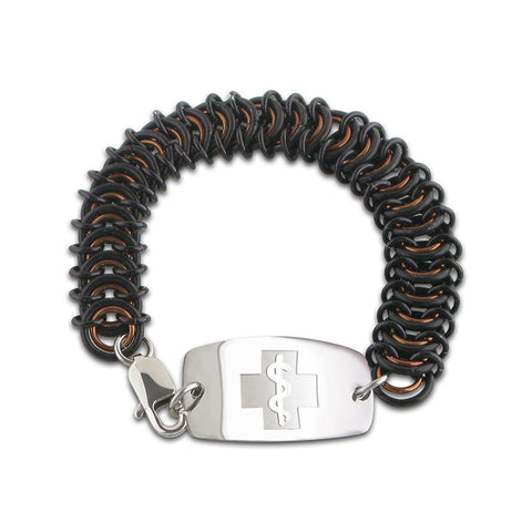 Vertebrae Bracelet - Large Emblem - Lobster or Safety Clasp - Black & Bronze Ice