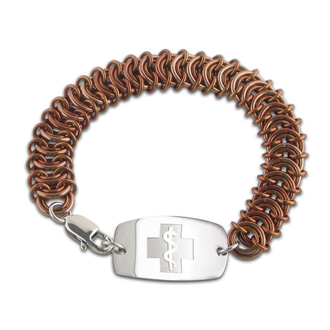 Vertebrae Bracelet - Large Emblem - Lobster or Safety Clasp - Bronze Ice