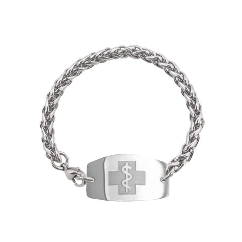 New! Heavy Wheat Bracelet - Large Emblem - Long Chain - Lobster or Safety Clasp