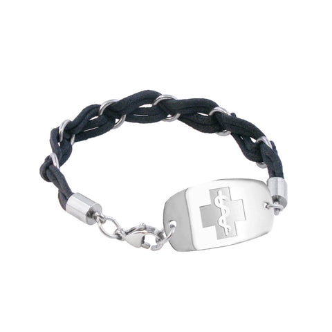 NEW! Woven Waves Bracelet - Small Emblem - Lobster or Safety Clasp - Black
