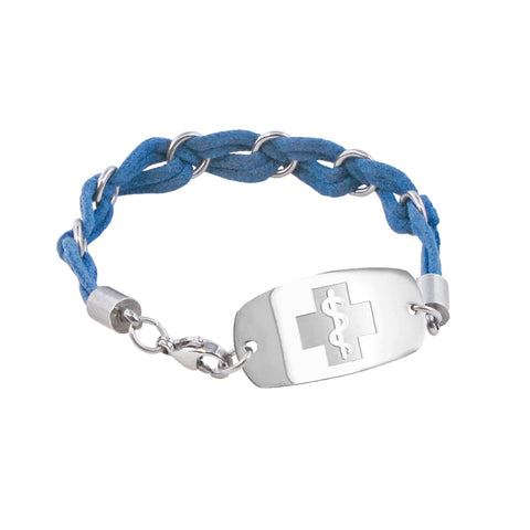NEW! Woven Waves Bracelet - Small Emblem - Lobster or Safety Clasp - Blue