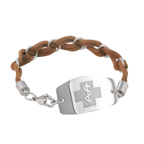 NEW! Woven Waves Bracelet - Large Emblem - Lobster or Safety Clasp - Brown